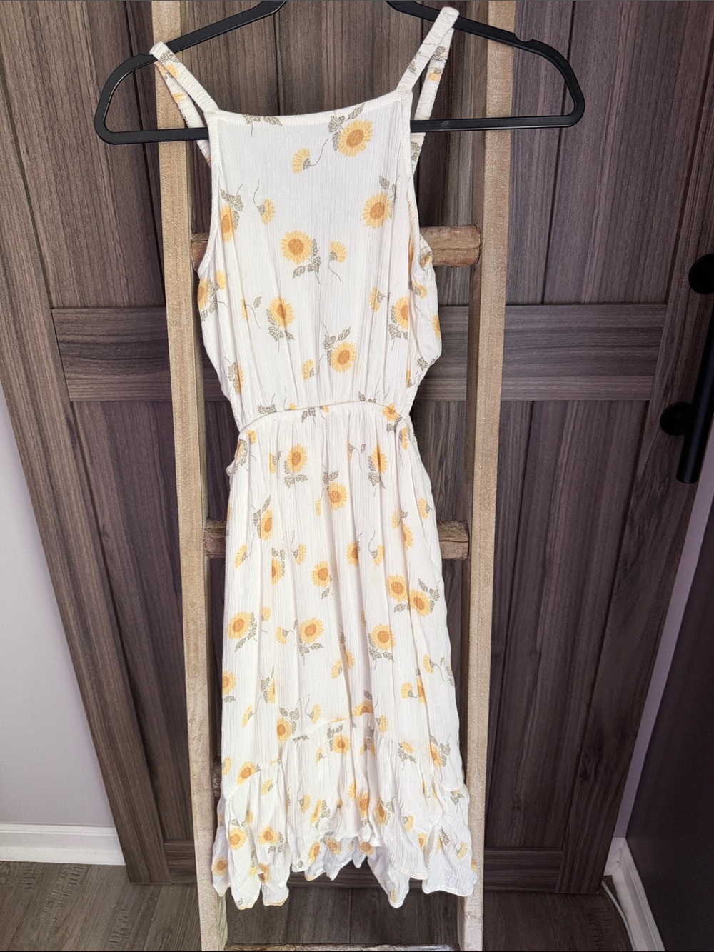 abercrombie kids White Sunflower-Print Midi Dress